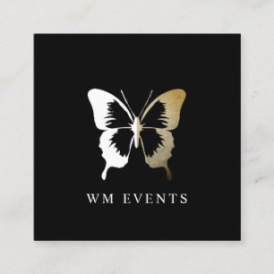 White and Grunge Butterfly Square Business Card