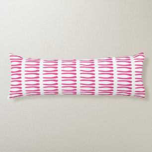 White and Hot Pink Uneven Lines Body Pillow