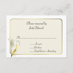 White and Ivory with Calla Lily Wedding RSVP Card