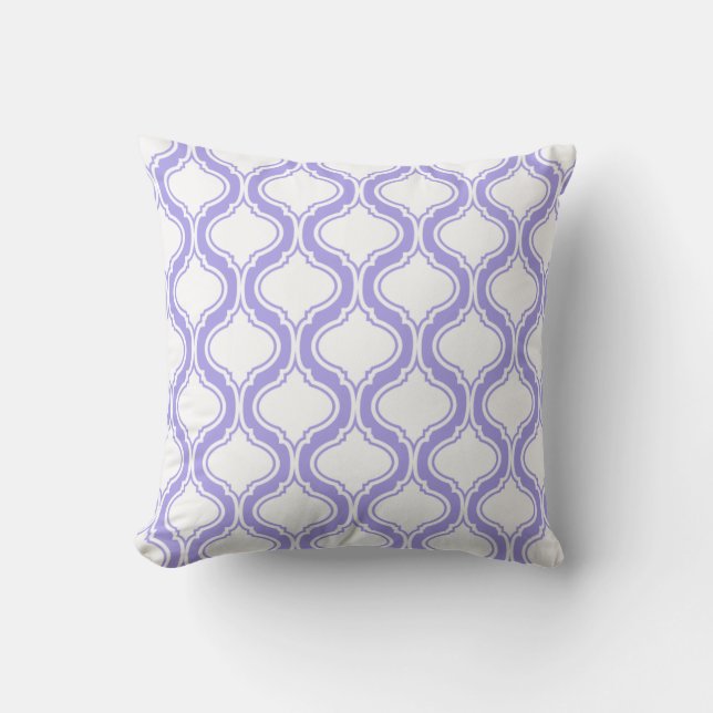 White And Lavender Geometric Pattern Throw Pillow (Front)