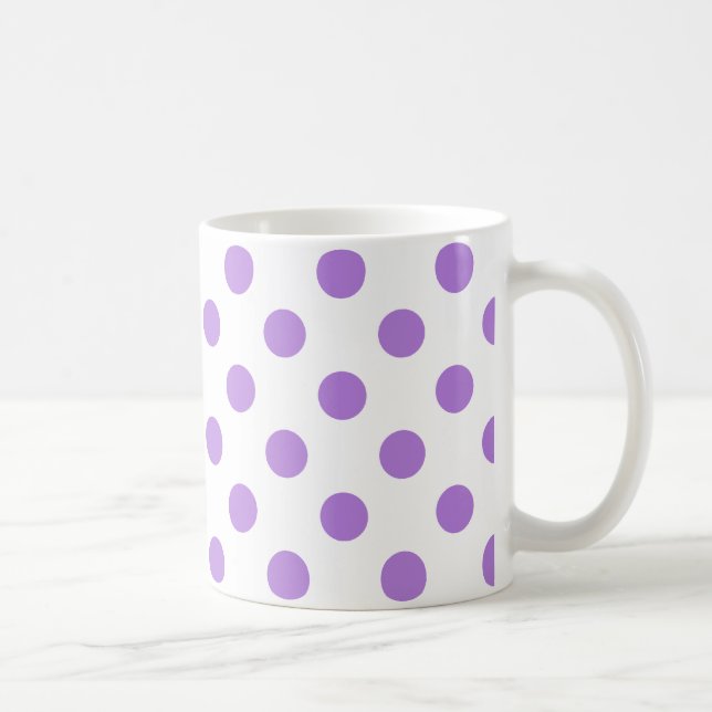 White and Lavender Polka Dots Coffee Mug (Right)