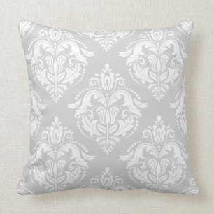 White And Light-Grey Damasks Throw Pillow