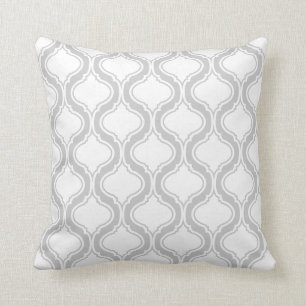 White And Light Grey Geometric Pattern Throw Pillow