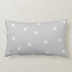 White and Light Grey Star Pattern. Lumbar Pillow