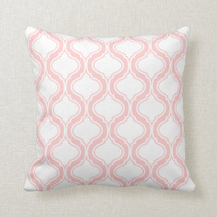 White And Light Pink Geometric Pattern Throw Pillow