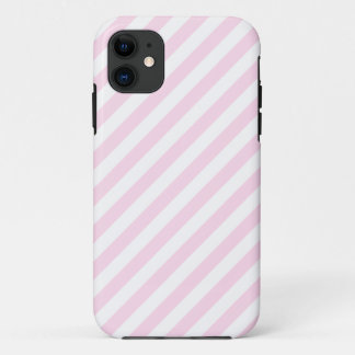 White and Light Pink Stripes. iPhone 11 Case