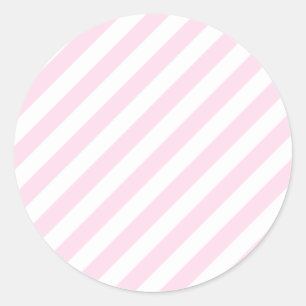 White and Light Pink Stripes. Classic Round Sticker