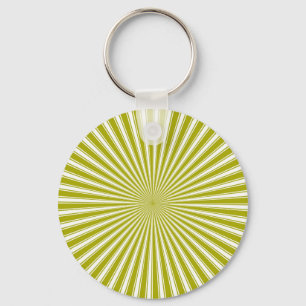 White and Lime Funky Striped Abstract Art Keychain