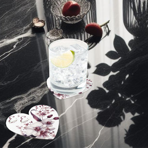 White and Magenta Orchid Flowers Personalized Paper Coaster