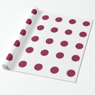 White and Maroon Polka Dot Wrapping Paper