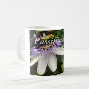 White and Mauve Passion Flower Coffee Mug