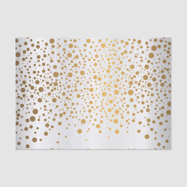 White and Metallic Gold Confetti Tissue Paper (Front)