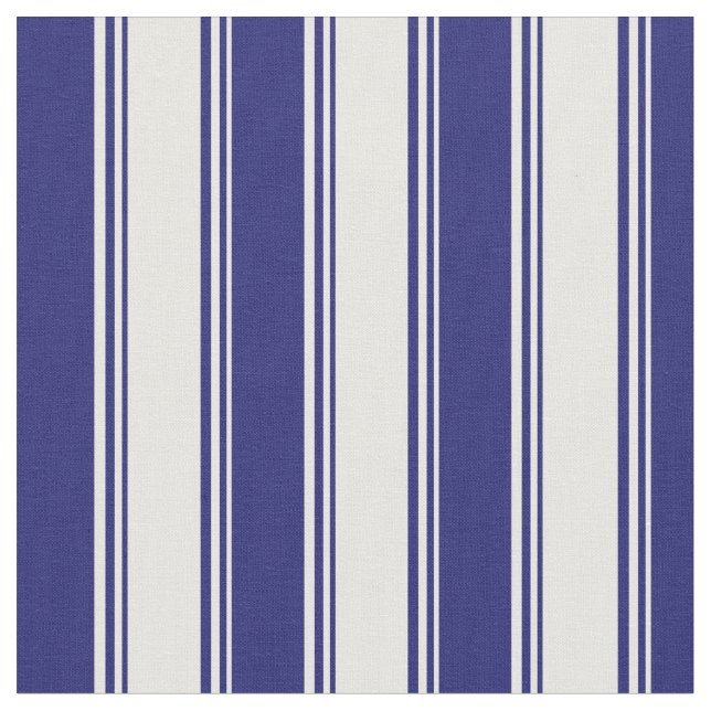 White and Midnight Blue Coloured Pattern Fabric (Close Up)