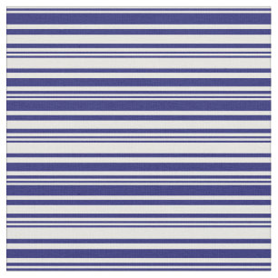 White and Midnight Blue Coloured Stripes Pattern Fabric