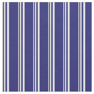 White and Midnight Blue Lined Pattern Fabric