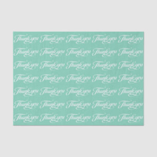 White And Mint-Green Thank You Pattern Tissue Paper