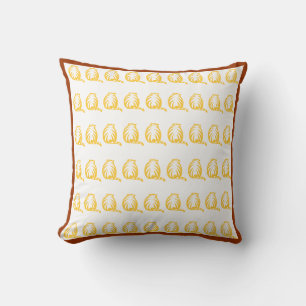 white and mustard yellow CATS modern pillow