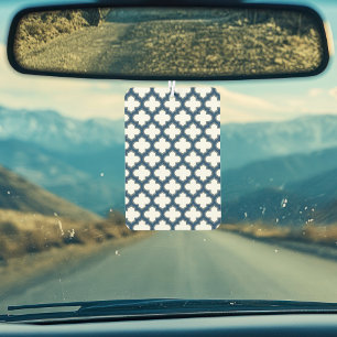 White and Navy Blue Trellis, Lattice, Quatrefoil Air Freshener