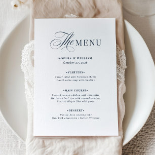 White and Navy Blue Wedding   Classic Luxe Menu
