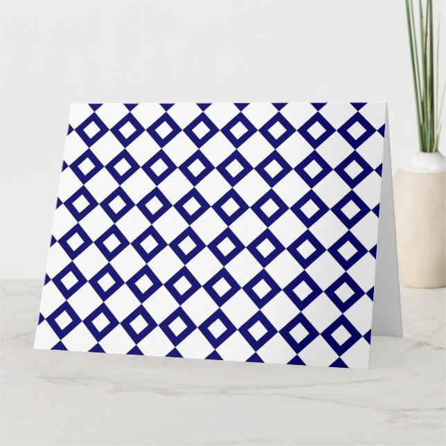 White and Navy Diamond Pattern Card (Front)