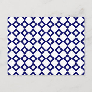 White and Navy Diamond Pattern Postcard