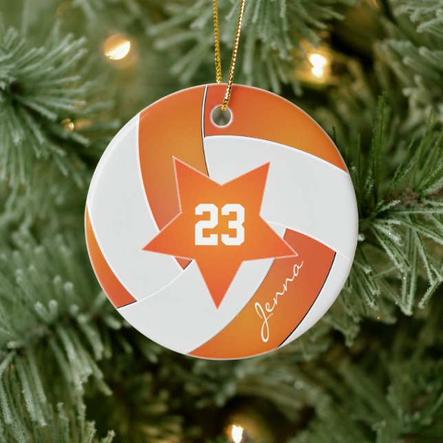 White and Orange All Star Volleyball Ceramic Ornament (Tree)