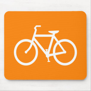 White and Orange Bike Mouse Pad