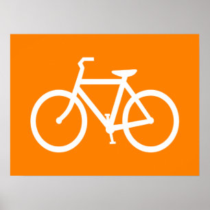 White and Orange Bike Poster