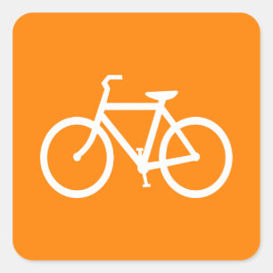 White and Orange Bike Square Sticker