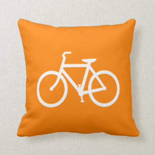White and Orange Bike Throw Pillow