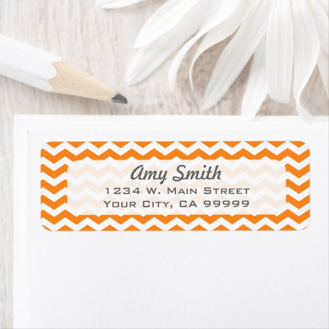 White and Orange Chevron Return Address Labels (Insitu)