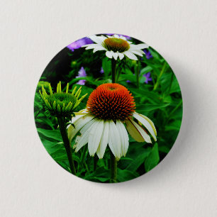 White and Orange ConeFlowers 2 Inch Round Button