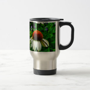 White and Orange ConeFlowers Travel Mug