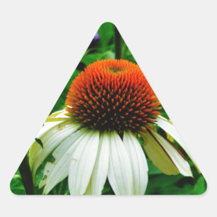 White and Orange ConeFlowers Triangle Sticker