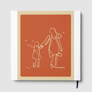 White and orange minimalistic card guest book