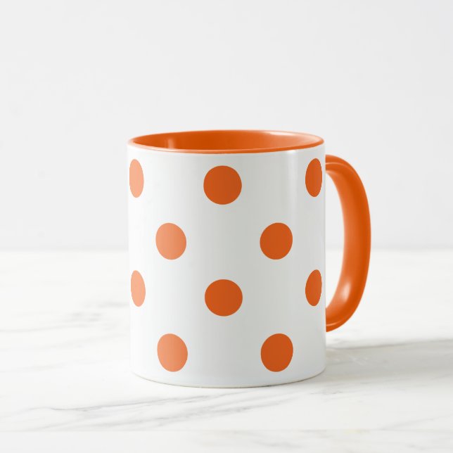 White and Orange Polka Dot Mug (Front Right)