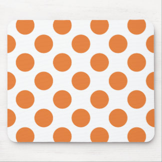 White and Orange Polka Dots Mouse Pad