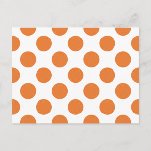 White and Orange Polka Dots Postcard