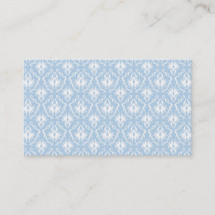 White and Pale Blue Damask Design. Business Card