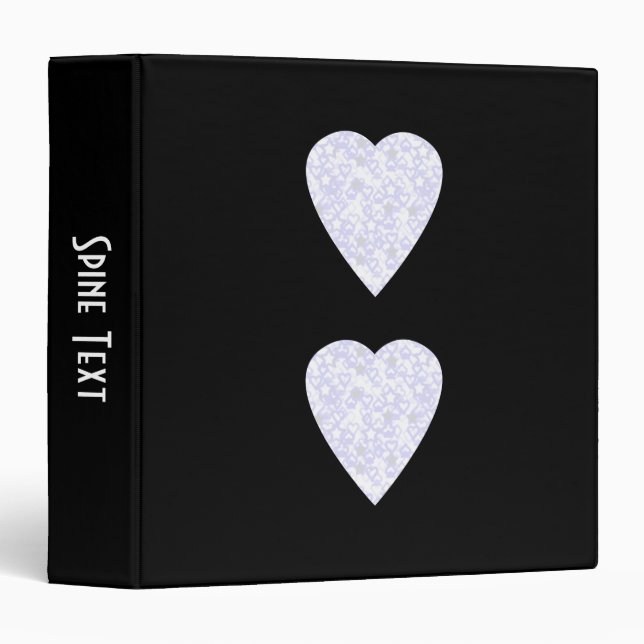 White and Pale Blue Heart. Patterned Heart Design. Binder (Front/Spine)