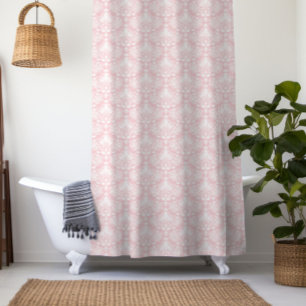 White and Pale pink vintage floral damasks pattern