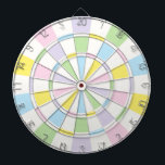 White And Pastel Colours Dartboard<br><div class="desc">White And Pastel Coloured Dart Board Game Including 6 Brass Darts</div>