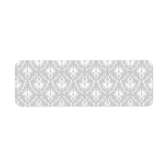 White and Pastel Grey Damask Design. (Front)