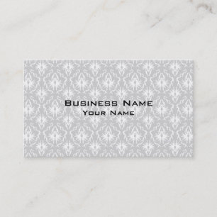 White and Pastel Grey Damask Design. Business Card