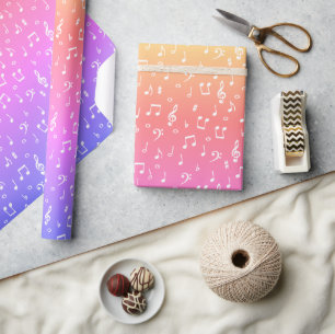 white and pastel rainbow Musical Wrapping Paper