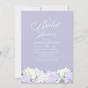 White and Periwinkle Romantic Bridal Shower Invitation