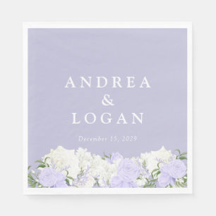 White and Periwinkle Wedding Napkin