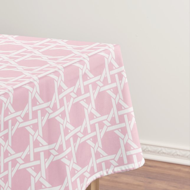 White and Pink Cane Webbing Tablecloth (In Situ)