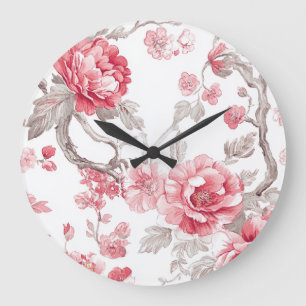 White and Pink Chinoiserie Wall Clock