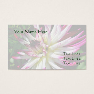 White And Pink Dahlia Flower Business Card
